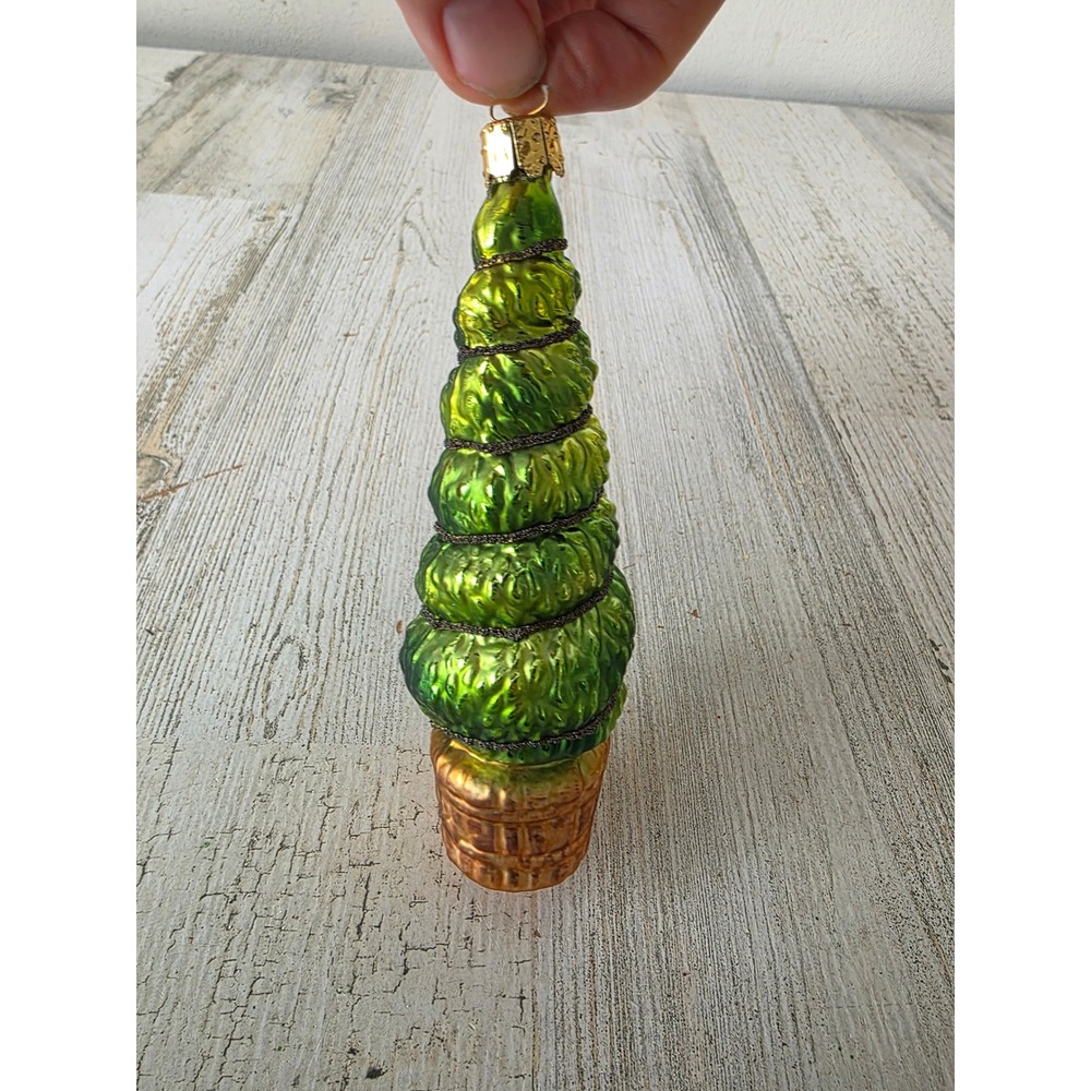 Vintage Christborn topiary plant Gardener glass‎ ornament glitter tree Xmas